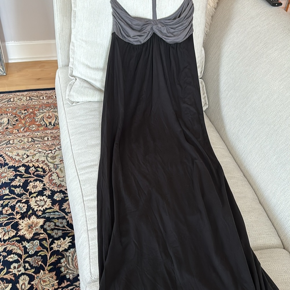 Splendid strapless black Maxi dress with gray bodice Optional neck tie Size L